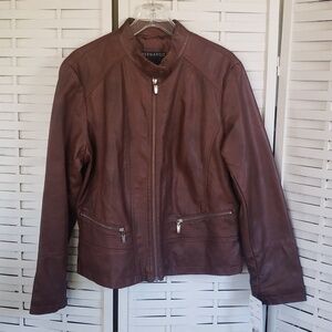 Bernardo nwt full zip faux brown leather woman jacket XL